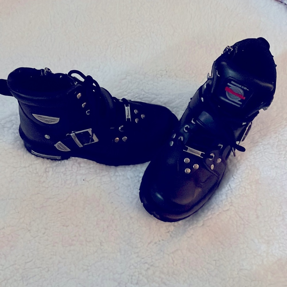 Leather Harley type boots, size 6